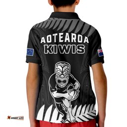 New Zealand Silver Fern Rugby Polo Shirt KID NZ Kiwi Pacific Maori Sporty