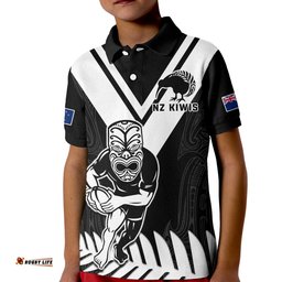 New Zealand Silver Fern Rugby Polo Shirt KID NZ Kiwi Pacific Maori Sporty