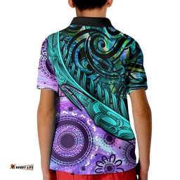 New Zealand Paua Shell With Australia Opal Unique Combine Kid Polo Shirt