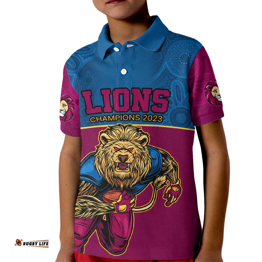 AFL Lions ChampionsKid Polo Shirt Proud Brisbane Aboriginal Vibe