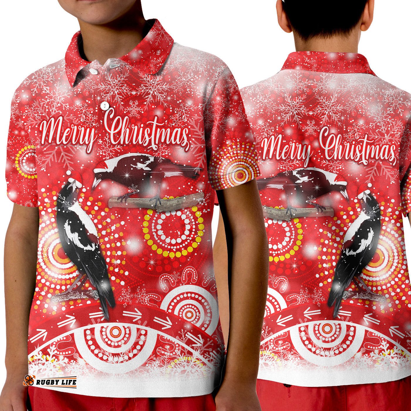Australian Magpies Christmas Polo Shirt KID Original Style - Red