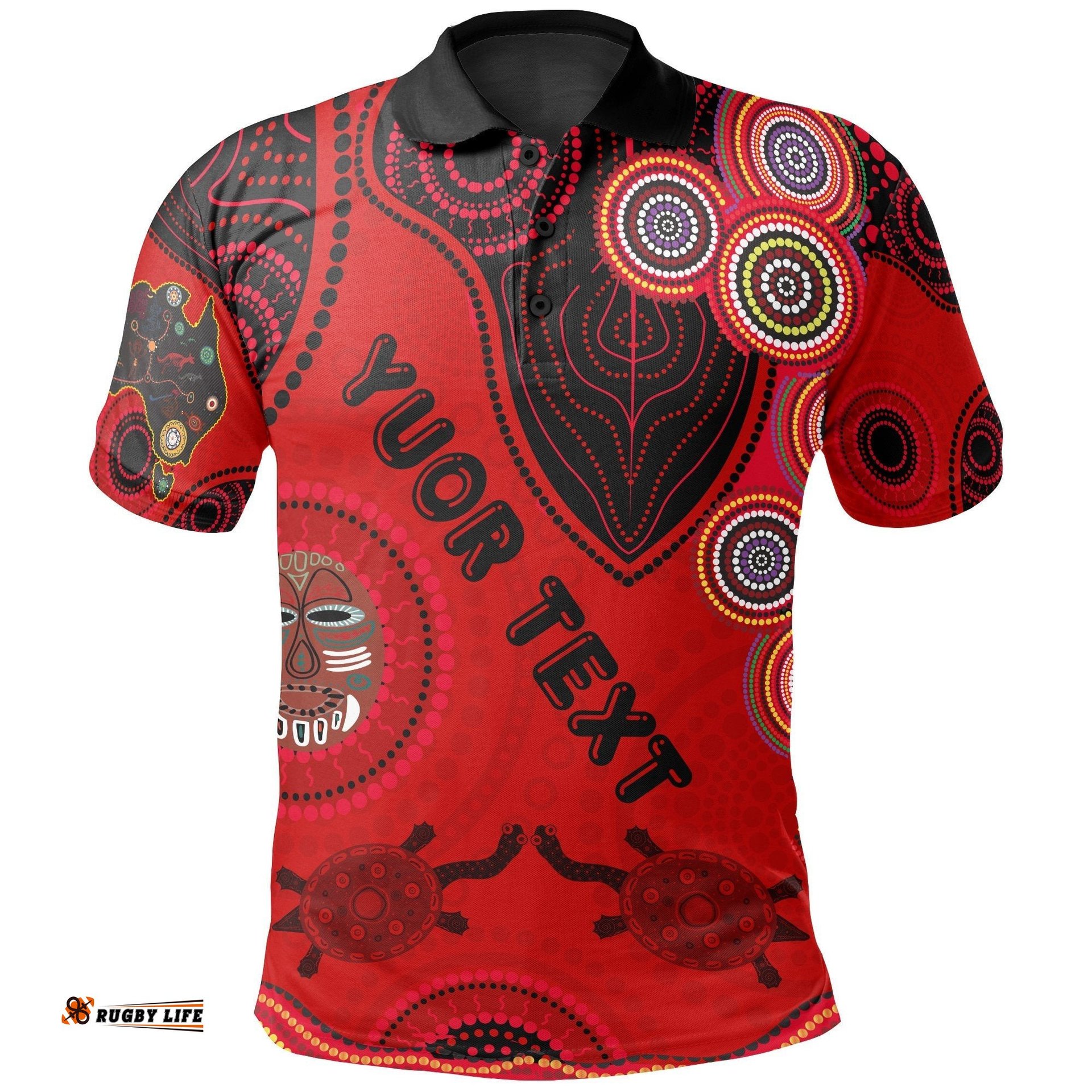 Custom Text Aboriginal Kid Polo Shirt, Aboriginal Dot Patterns For Kids
