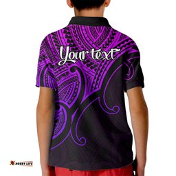 Custom Aotearoa Maori Koru Kid Polo Shirt Polynesian Pacific Tribal - Purple