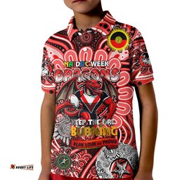Custom NAIDOC Week 2024 Dragons Kid Polo Shirt Mascot Rugby