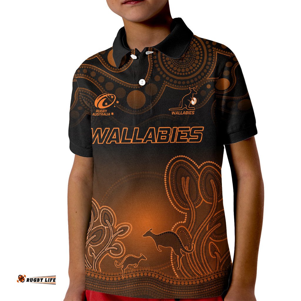 Custom Australia Wallabies Rugby Kid Polo Shirt The Starry Night Indigenous