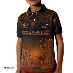 Custom Australia Wallabies Rugby Kid Polo Shirt The Starry Night Indigenous