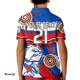 Custom Text And Number AFL Bulldogs Football Kid Polo Shirt Western Aboriginal Simple Style
