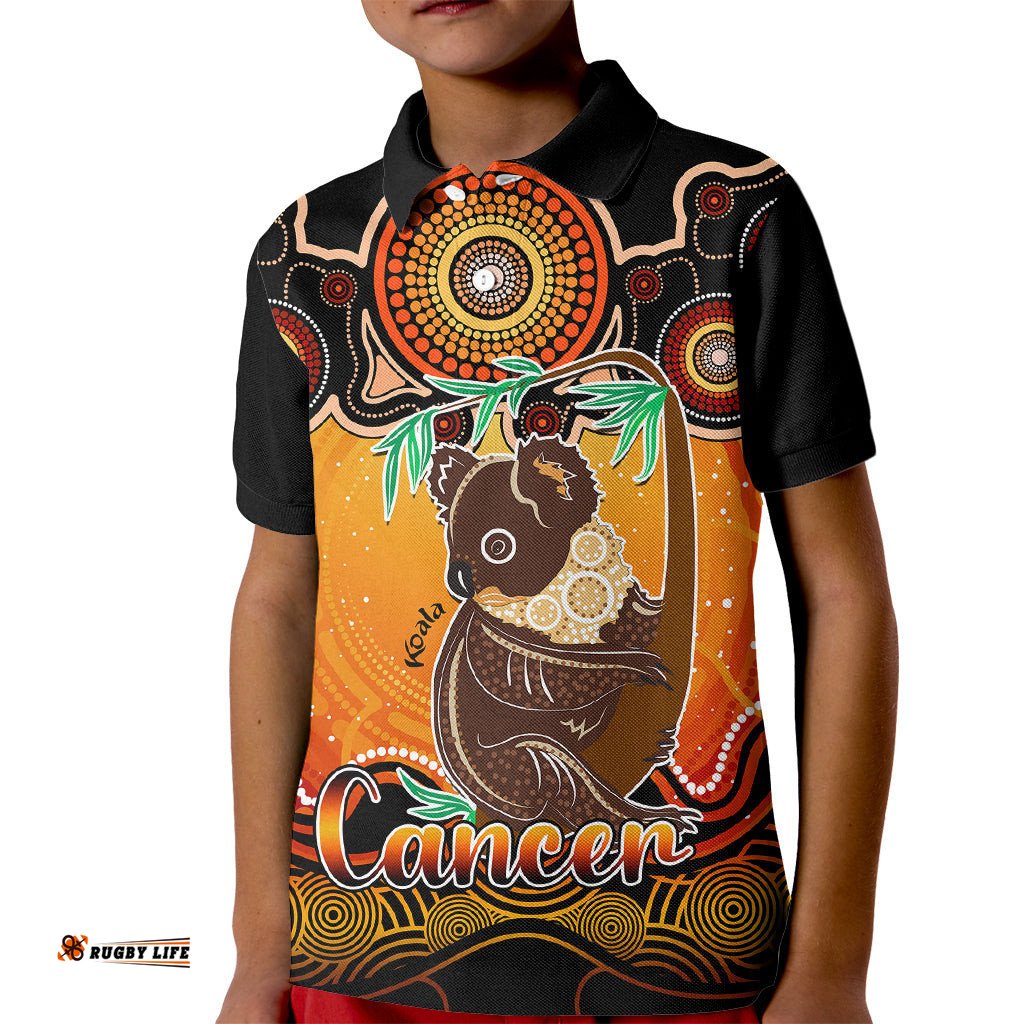 Personalised Australia Cancer Koala Zodiac Kid Polo Shirt Auz Astrology Aboriginal - Red