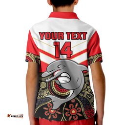 Custom Text And Number Dolphins Rugby Kid Polo Shirt Indigenous Dynamic Version