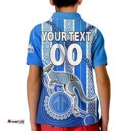 Custom Text And Number Kangaroos Indigenous Kid Polo Shirt North Melbourne Football