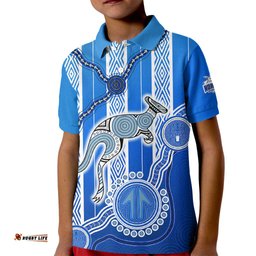 Custom Text And Number Kangaroos Indigenous Kid Polo Shirt North Melbourne Football