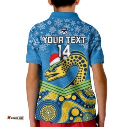 Custom Parramatta Eels Rugby Christmas Kid Polo Shirt Merry XmasMix Aboriginal Art