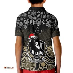 Custom Collingwood Football Christmas Kid Polo Shirt Merry XmasMix Aboriginal Art