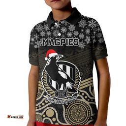 Custom Collingwood Football Christmas Kid Polo Shirt Merry XmasMix Aboriginal Art