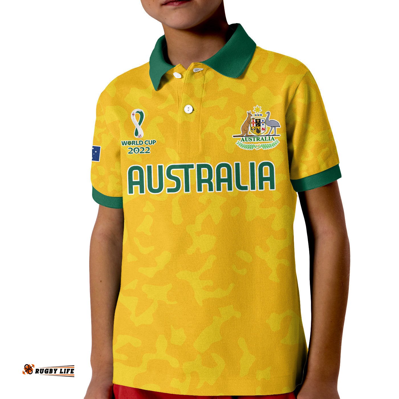 Australia Soccer Polo Shirt KID World Cup FootballSocceroos with Kangaroos