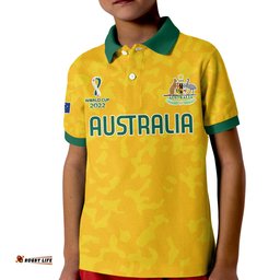 Australia Soccer Polo Shirt KID World Cup FootballSocceroos with Kangaroos