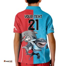Custom Dolphins and Shark Kid Polo Shirt Together Sporty Style