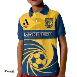 Custom Text And Number Central Coast Football Polo Shirt KID A League Men Mariners 2004 Palm Tree Simple Style