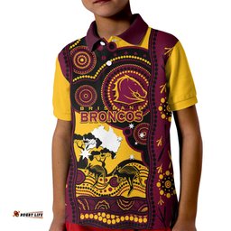 Custom Australia Day Brisbane Broncos Kid Polo Shirt NRL 2024 Australian Map Proud
