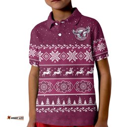 Custom Personalised Sea Eagles Rugby Polo Shirt KID Indigenous Silvertails Merry Christmas