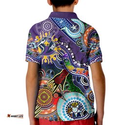 Personalised Storm NAIDOC Week 2024 Kid Polo Shirt Australia Aboriginal Dot Painting