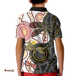 Aboriginal Dragonfly Kid Polo Shirt White Style