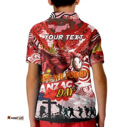 Personalised Dragons ANZAC Day Kid Polo Shirt Aboriginal Rising Sun