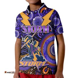 Storm Rugby Kid Polo Shirt Aboriginal Dots Verion