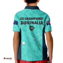 Australia Soccer Kid Polo Shirt Turquoise Matildas World CupGo Champions