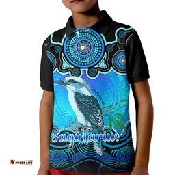 Personalised Australia Sagittarius Kookaburra Zodiac Kid Polo Shirt Auz Astrology Aboriginal - Aqua