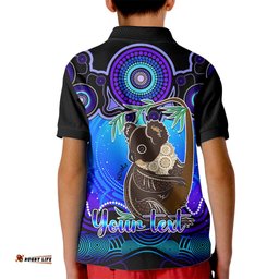 Personalised Australia Cancer Koala Zodiac Kid Polo Shirt Auz Astrology Aboriginal - Blue