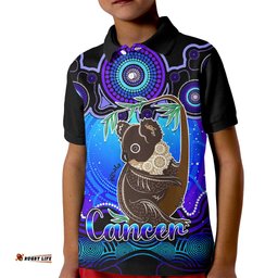 Personalised Australia Cancer Koala Zodiac Kid Polo Shirt Auz Astrology Aboriginal - Blue