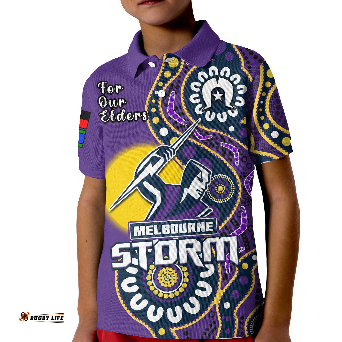 Storm Rugby NAIDOCPolo Shirt KID For Our Elders Aboriginal