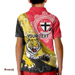 Personalised Richmond And St Kilda Football Kid Polo Shirt Tigers Saints Together Aboriginal Art