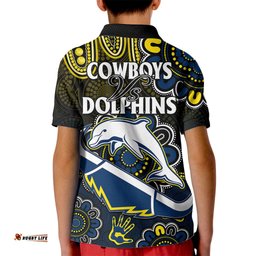 NRL Combine Dolphins and Cowboys Kid Polo Shirt Aboriginal