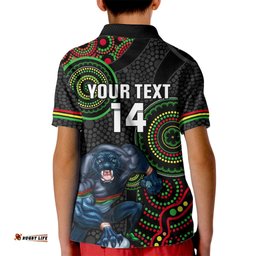 Custom NRL Panthers Kid Polo Shirt Indigenous Penrith Dynamic Black Version