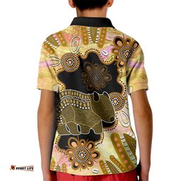 Australia Opal Wombat Kid Polo Shirt Aussie Aboriginal Art