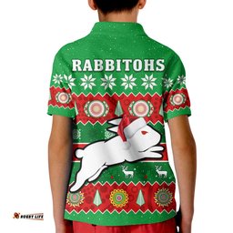 Rabbitohs Christmas Polo Shirt KID Souths Aboriginal Art Merry Xmas