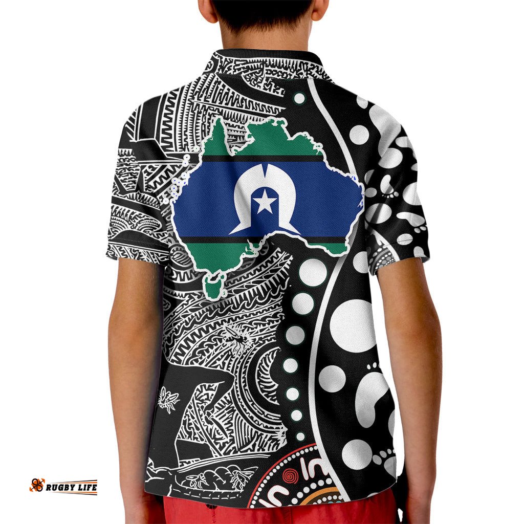 Torest Trait Islands Map Mix Aboriginal Pattern Kid Polo Shirt TS04