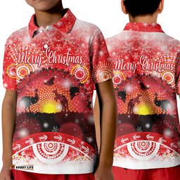 Australia Indigenous Flag Christmas Polo Shirt KID Original Style - Red