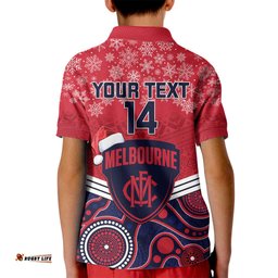 Custom Melbourne Football Christmas Kid Polo Shirt Merry XmasMix Aboriginal Art