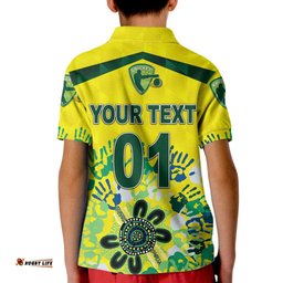 Custom Personalised Australia Cricket Kid Polo Shirt Aboriginal Style Unique - Yellow