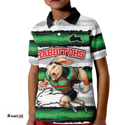 Custom Rabbitohs Mascot Rugby Kid Polo Shirt The Souths Go Champions