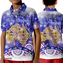 Australia Map Christmas Polo Shirt KID Original Style - Blue