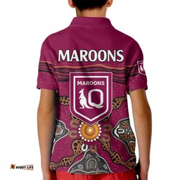 QLD Maroons Rugby Kid Polo Shirt Queensland Aboriginal Origin