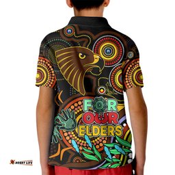 Hawks Football Aboriginal Art Kid Polo Shirt NAIDOC Indigenous Tribal