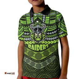 Custom Raiders Rugby Kid Polo Shirt Polynesian and Aboriginal Special Version