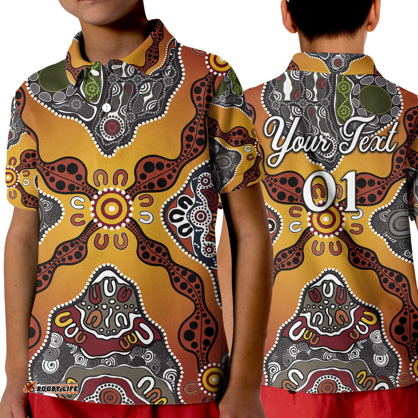Custom Personalised Aboriginal Art Special Vibes Polo Shirt KID Indigenous