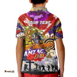 Personalised Storm ANZAC Day Kid Polo Shirt Aboriginal Rising Sun