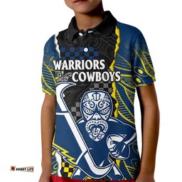 NRL Combine Warriors and Cowboys Kid Polo Shirt Maori mixed Aboriginal